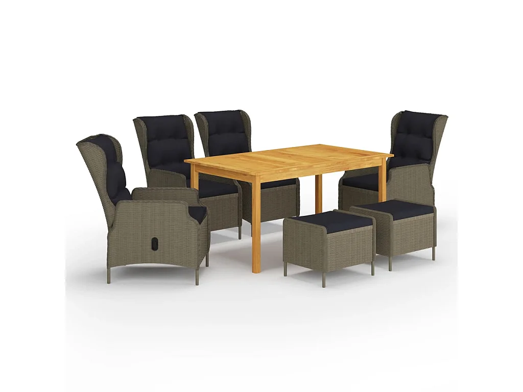 7 pcs conjunto de jantar de jardim castanho