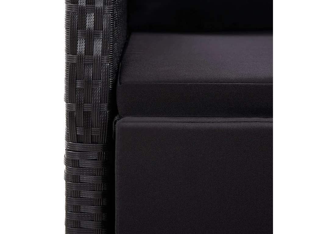 Ensemble à manger de jardin 11 pcs coussins noir résine tressée