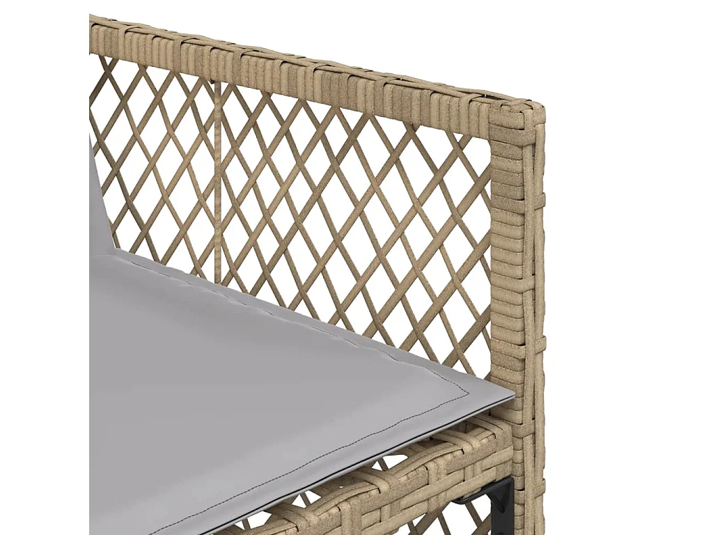 Ensemble à manger de jardin avec coussins 5pcs Beige poly rotin