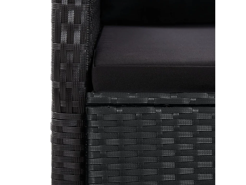 Ensemble à manger de jardin coussins 7 pcs noir résine tressée