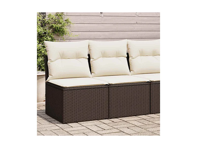 Salon de jardin avec coussins 2pcs marron résine tressée acacia