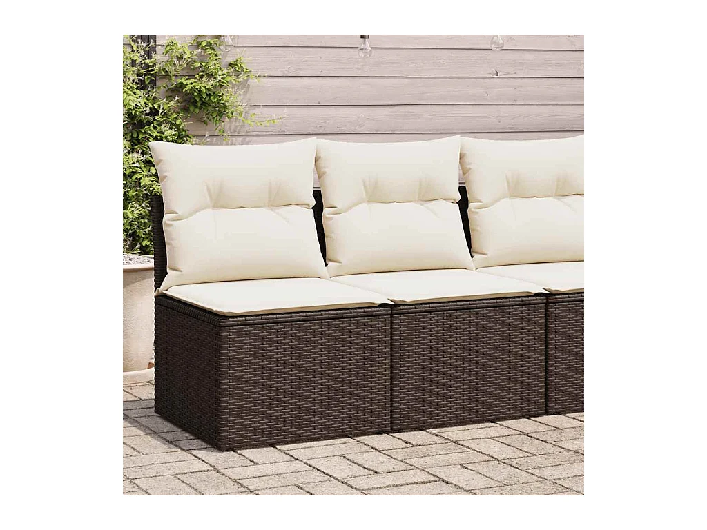 Salon de jardin avec coussins 2pcs marron résine tressée acacia