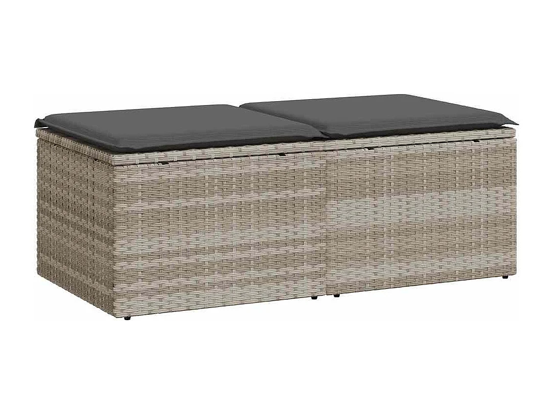 Divano Giardino 2pz con Cuscini Grigio Chiaro Polyrattan Acacia