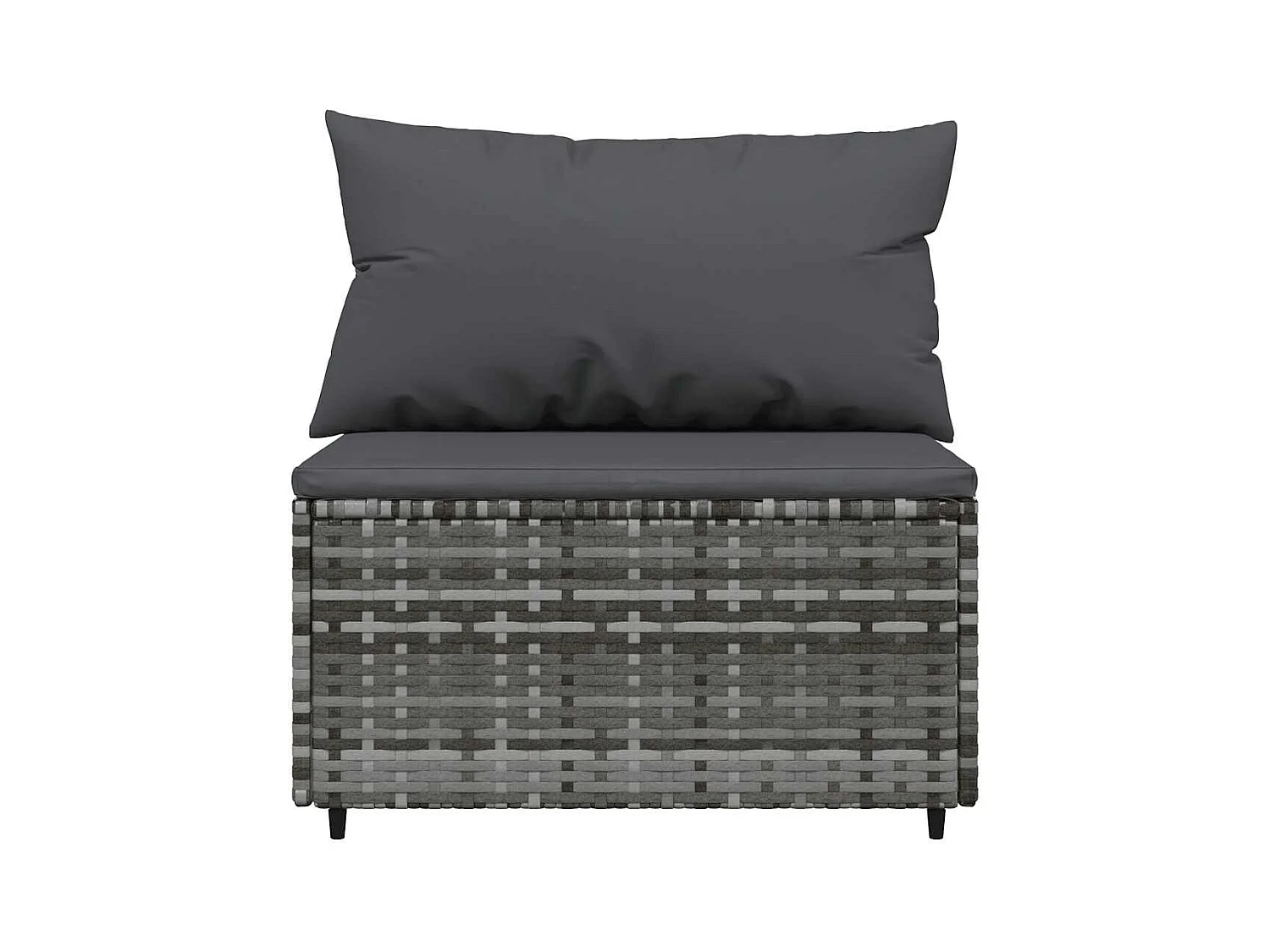 Salon de jardin 4 pcs avec coussins Gris Résine tressée