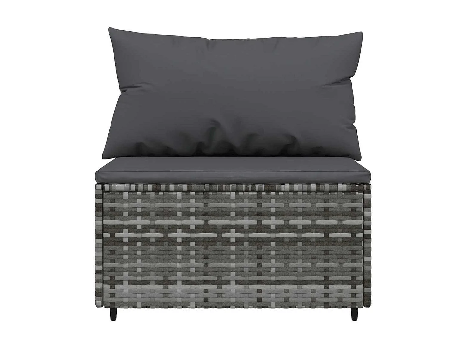 Salon de jardin 4 pcs avec coussins Gris Résine tressée