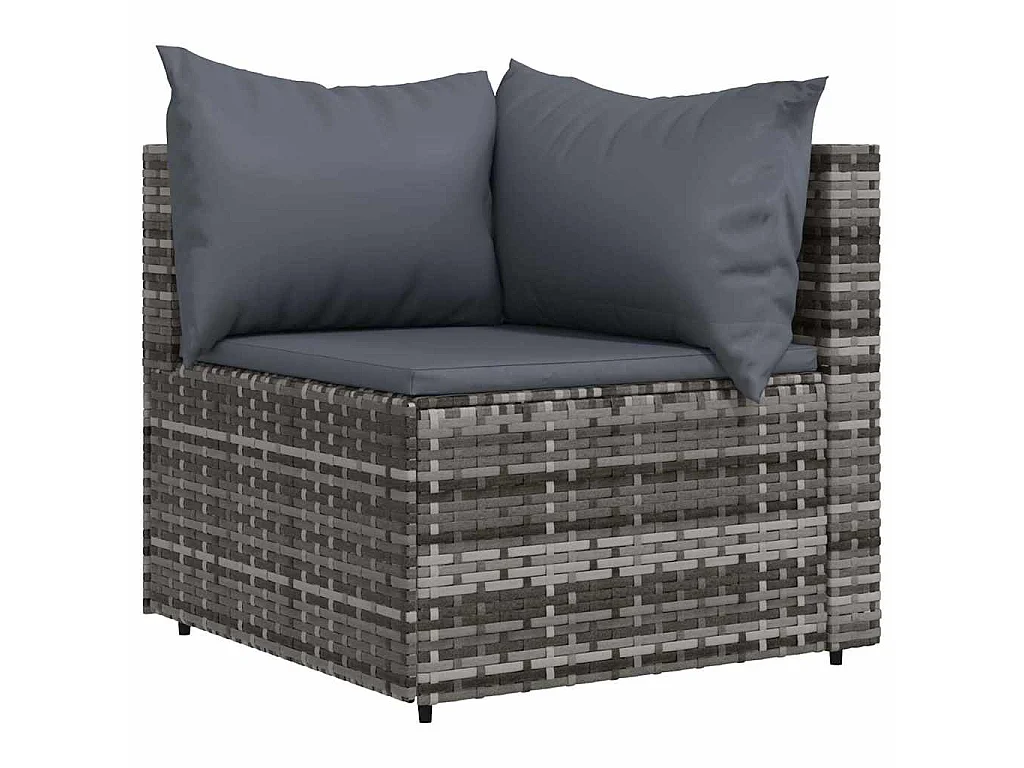 Set Divani da Giardino 4 pz con Cuscini in Polyrattan Grigio
