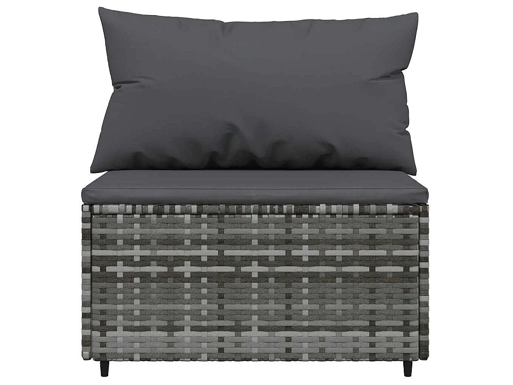 Set Divani da Giardino 4 pz con Cuscini in Polyrattan Grigio