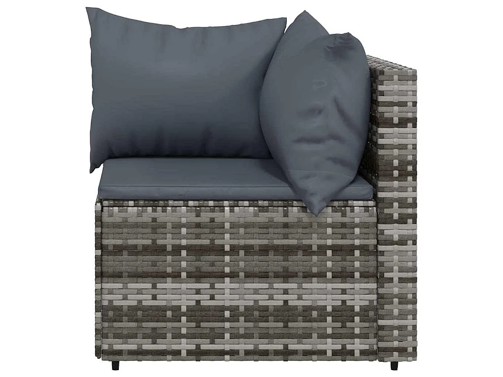 Set Divani da Giardino 4 pz con Cuscini in Polyrattan Grigio