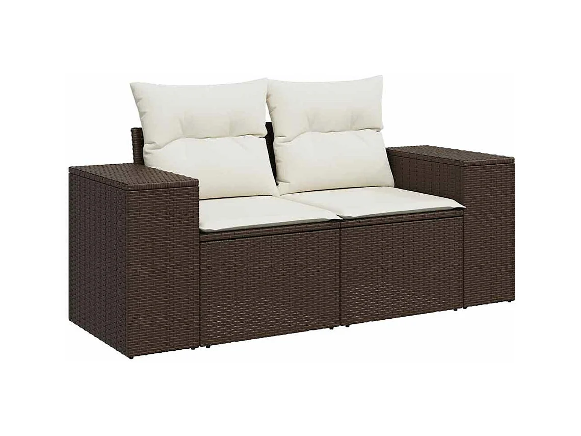 Salon de jardin avec coussins 6 pcs marron résine tressée