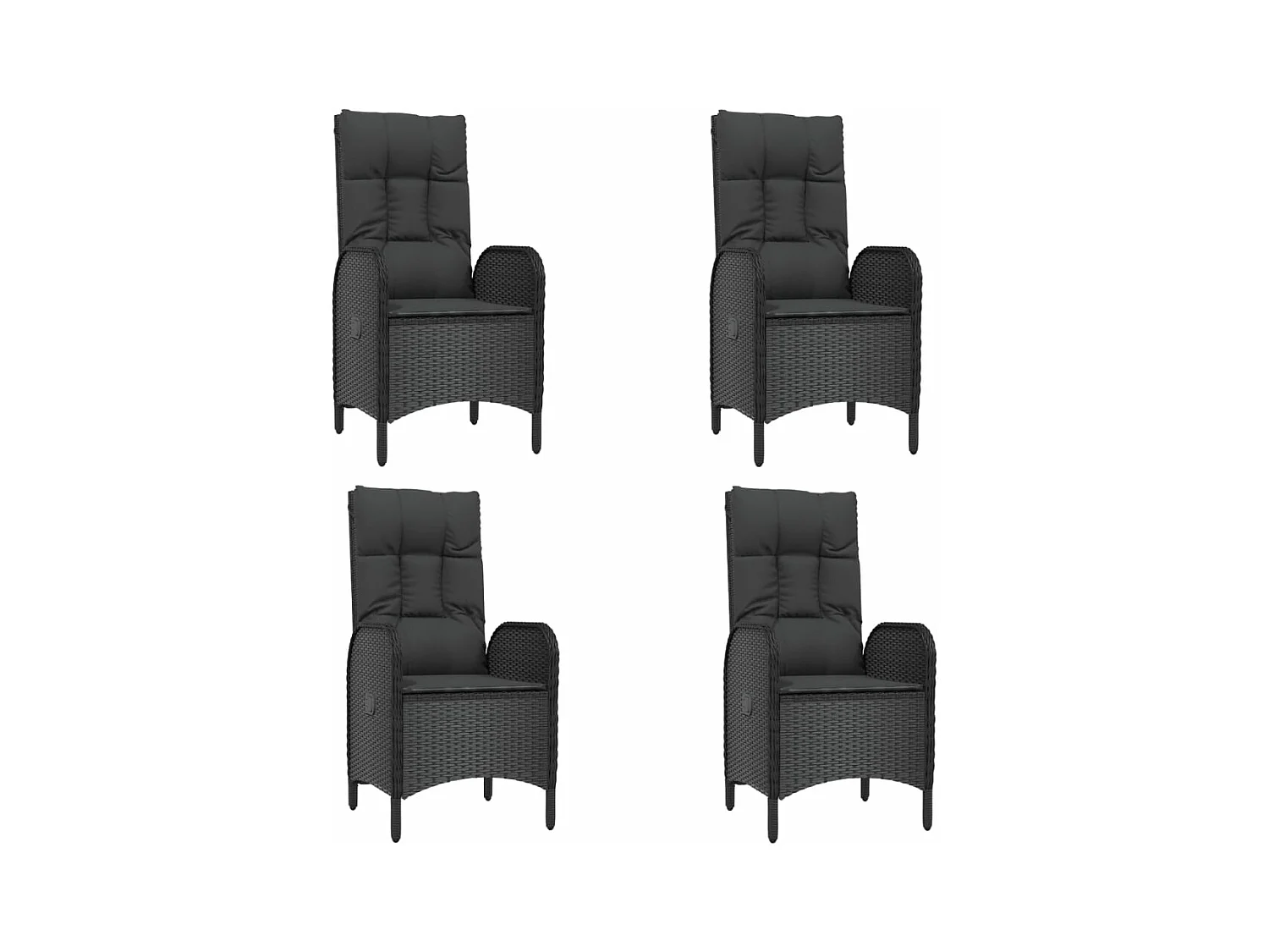 Ensemble à manger de jardin coussins 7pcs Noir Résine tressée