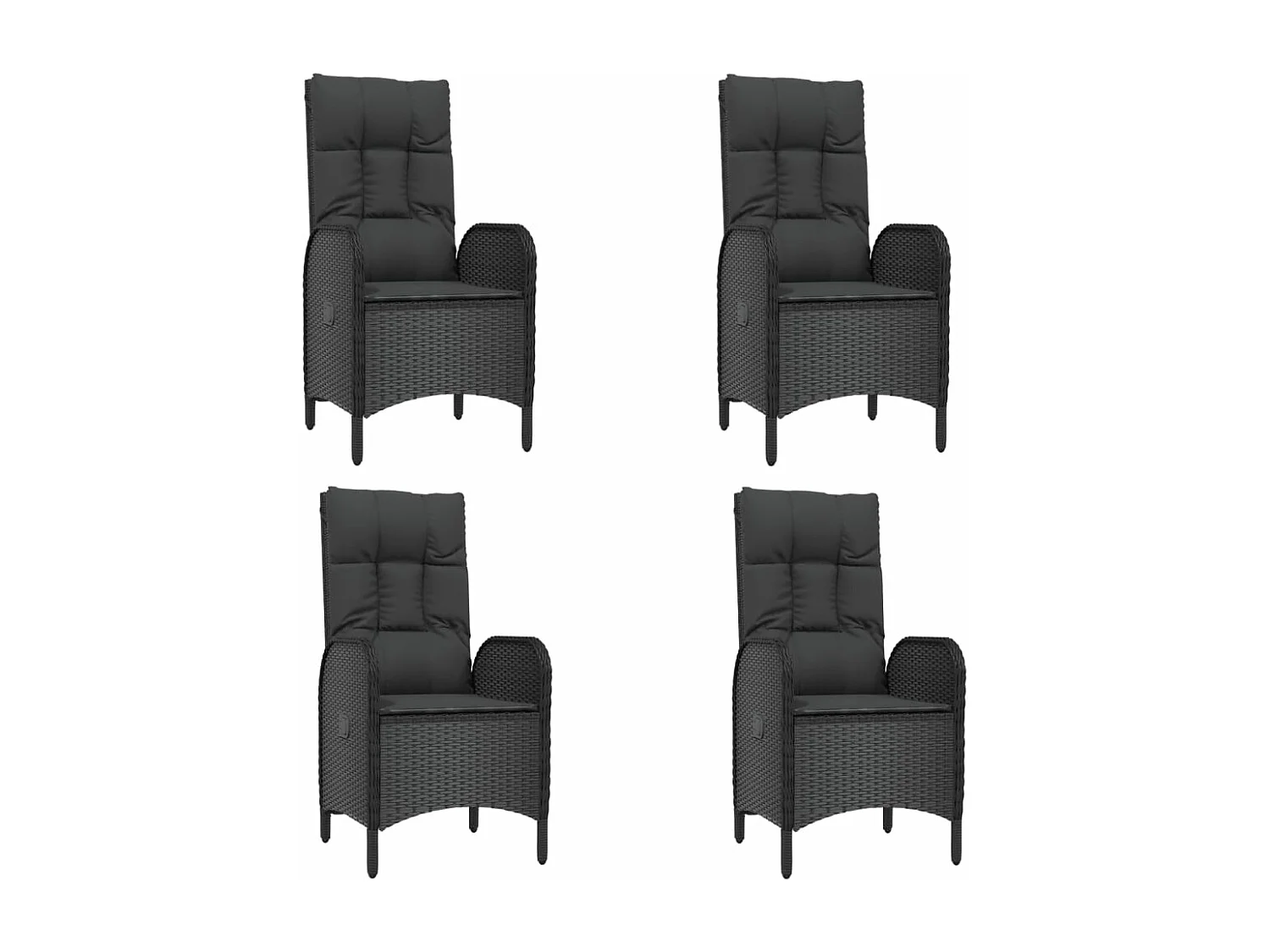 7-delige Tuinset met kussens poly rattan zwart