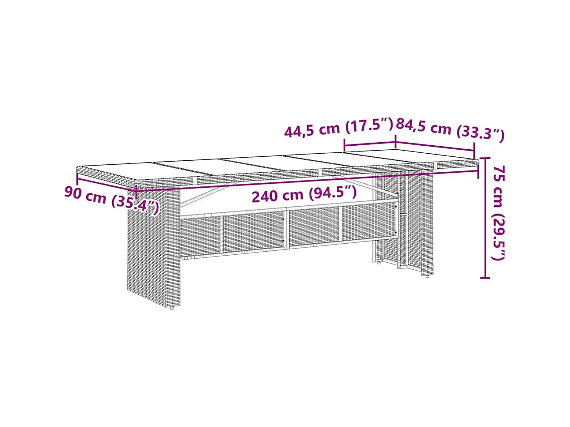 Ensemble à manger de jardin 11pcs avec coussins gris poly rotin