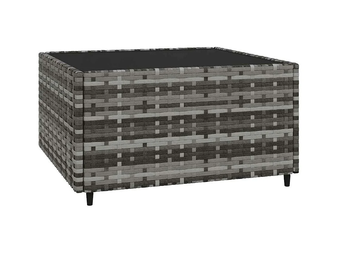 Salon de jardin 3 pcs avec coussins Gris Résine tressée