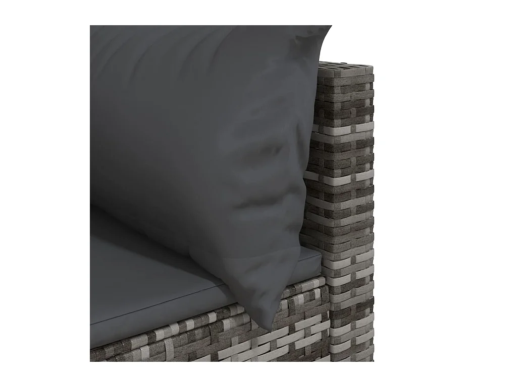 Salon de jardin 3 pcs avec coussins Gris Résine tressée