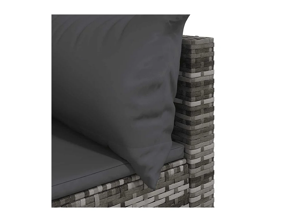 Salon de jardin 3 pcs avec coussins Gris Résine tressée