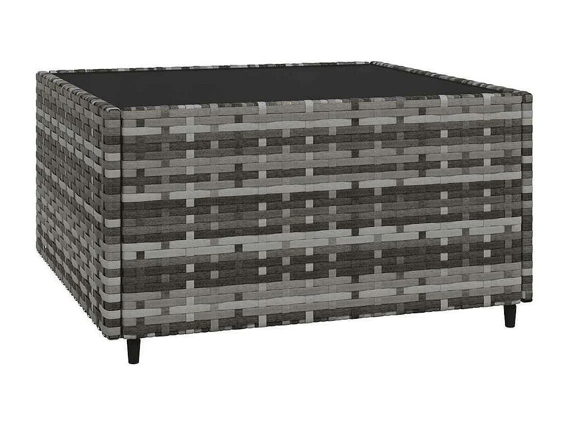 Salon de jardin 3 pcs avec coussins Gris Résine tressée