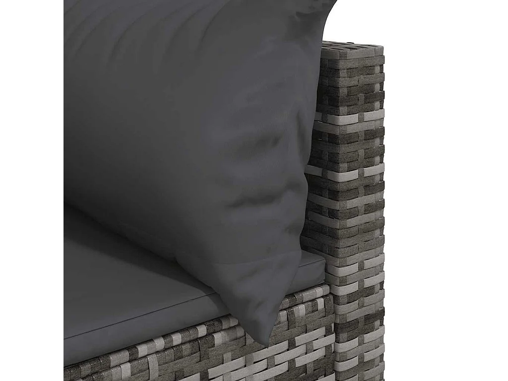 Salon de jardin 3 pcs avec coussins Gris Résine tressée