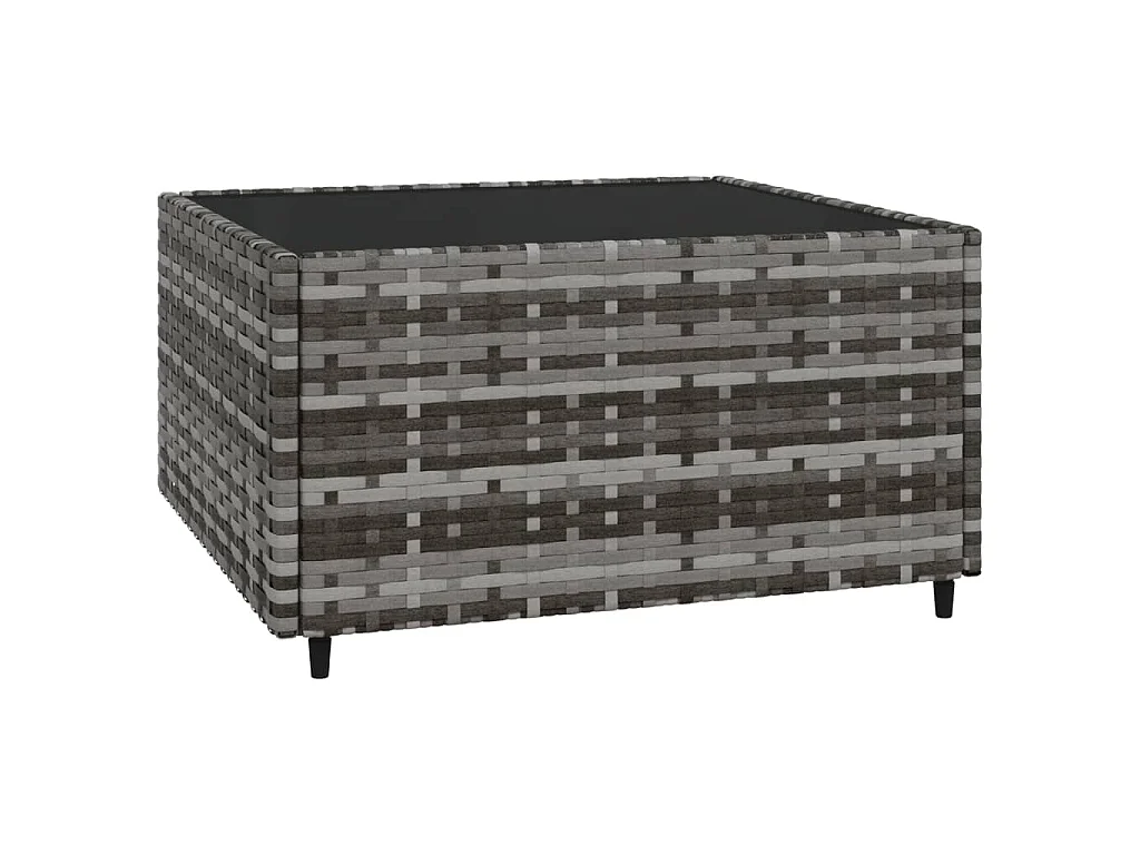 Salon de jardin 3 pcs avec coussins Gris Résine tressée