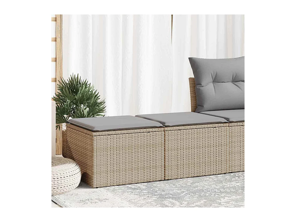 2-tlg. Garten-Sofagarnitur mit Kissen Beige Poly Rattan Akazie