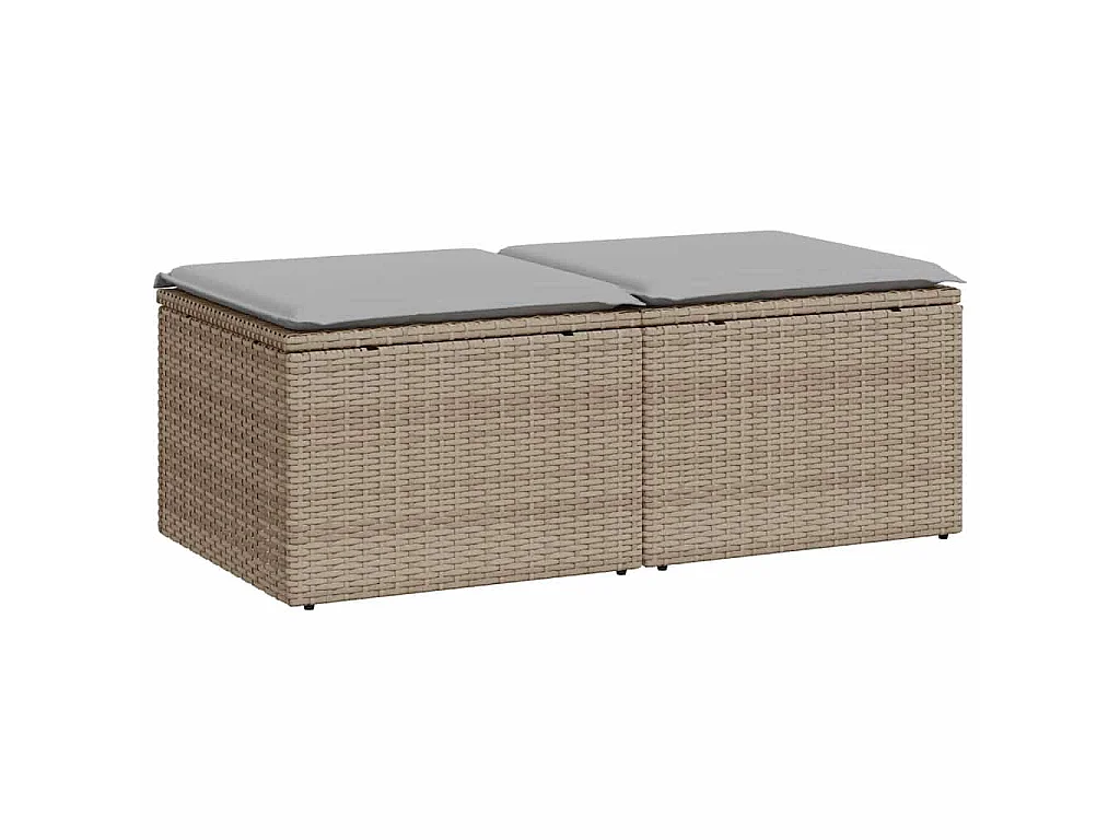 Set sofás jardín y cojines 2 pzas ratán sintético acacia beige