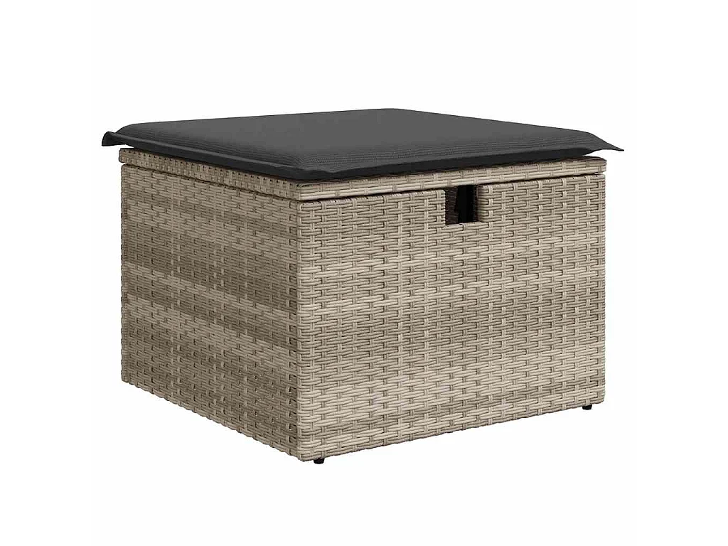 6-delige Loungeset met kussens poly rattan lichtgrijs