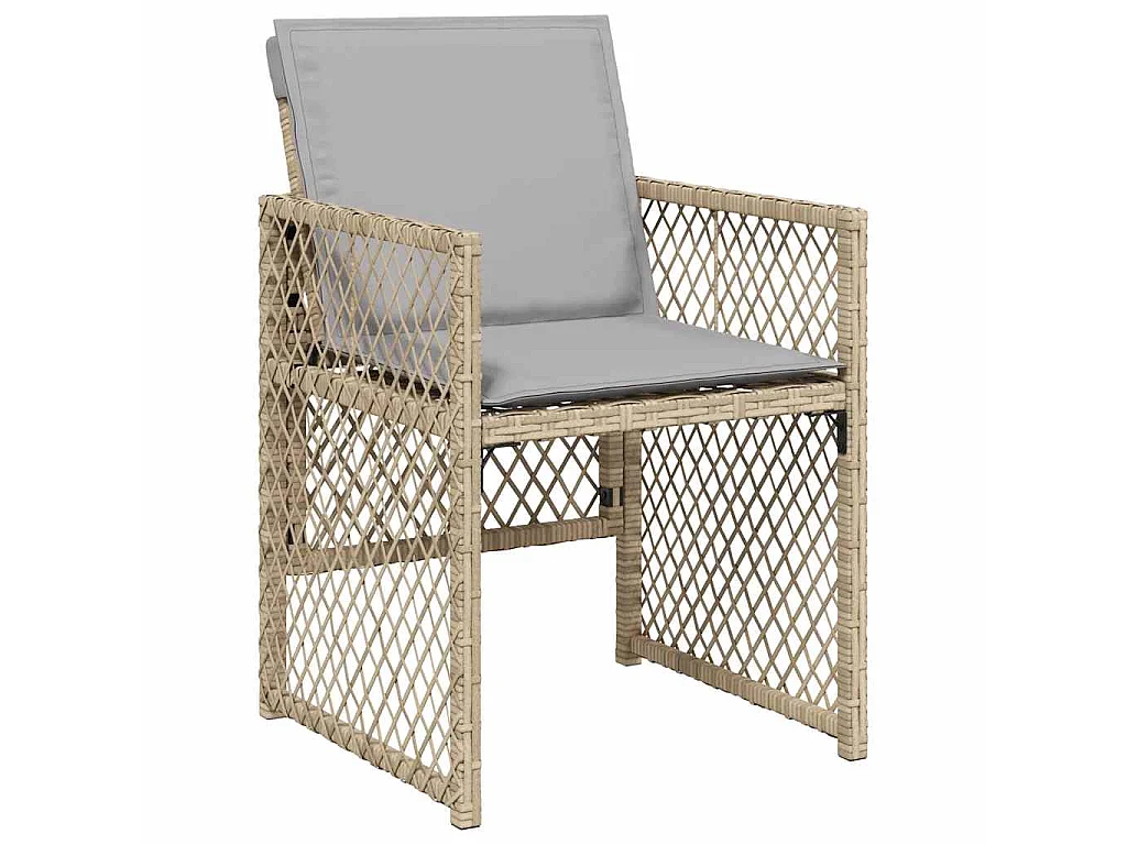 11-delige Tuinset met kussens poly rattan beige