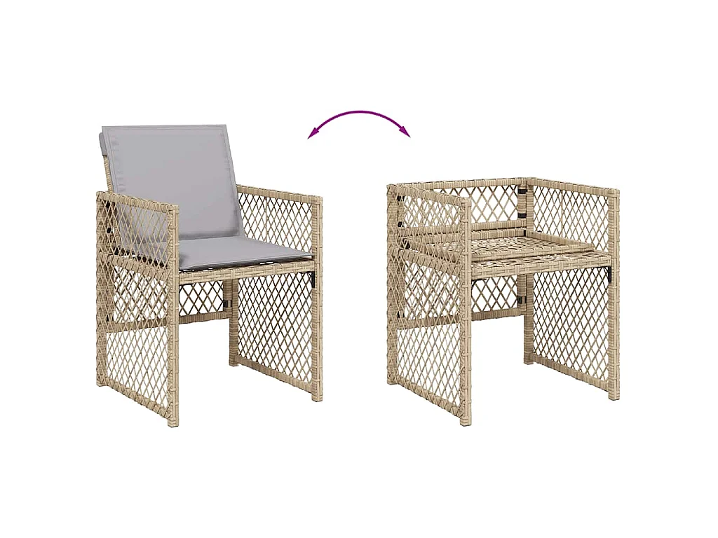 11-delige Tuinset met kussens poly rattan beige