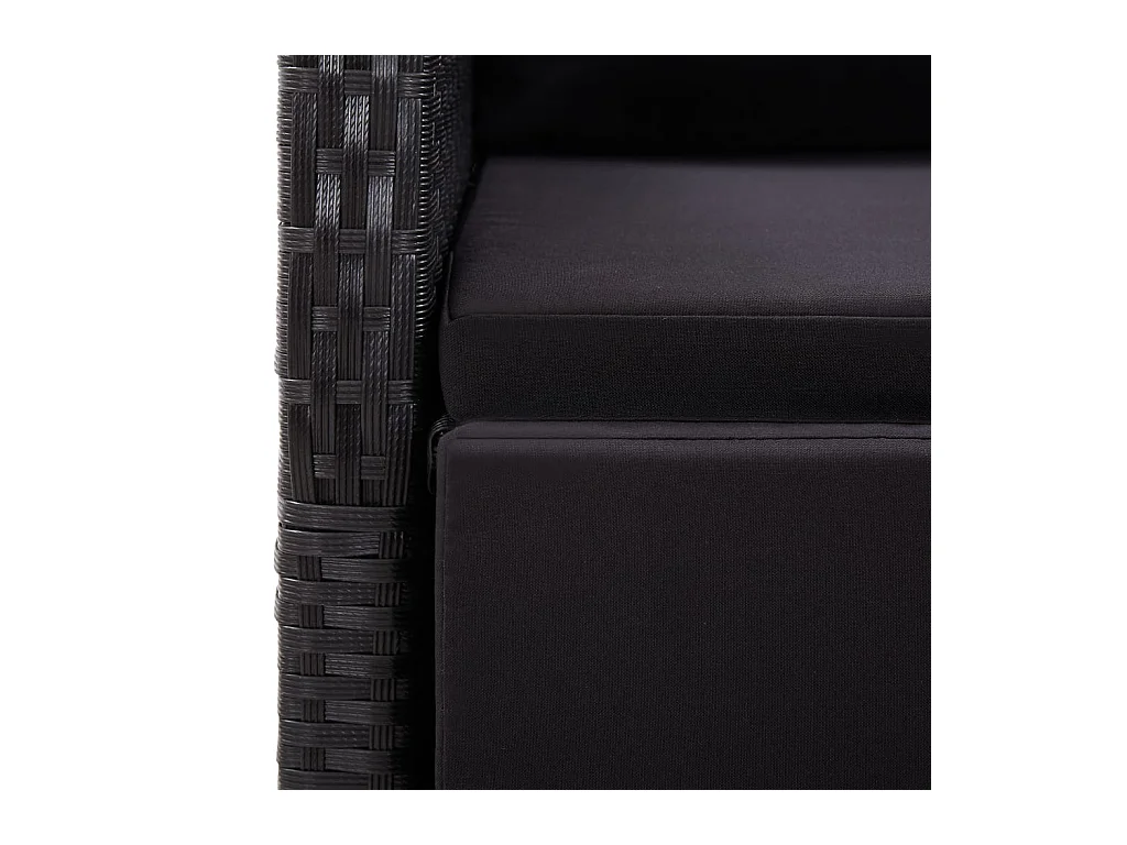 Ensemble à manger de jardin 11 pcs coussins noir résine tressée