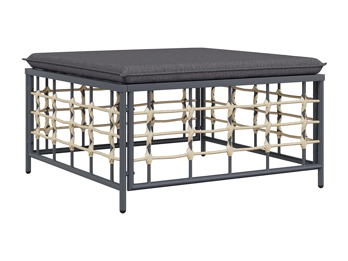 4-delige Loungeset met kussens poly rattan antracietkleurig