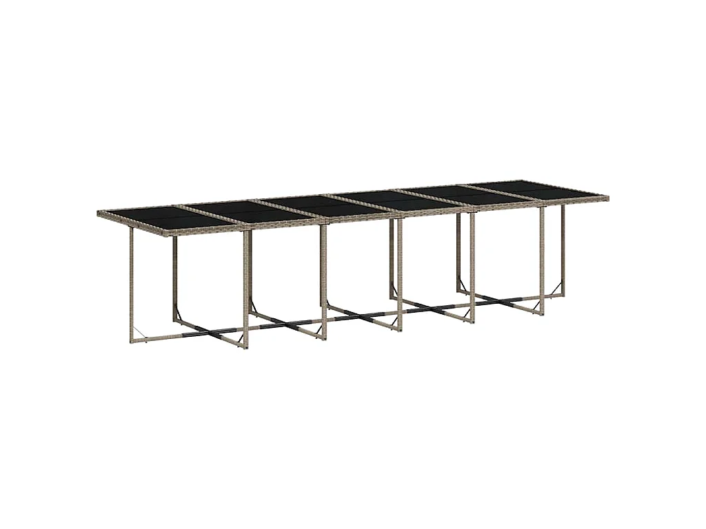Set da Pranzo da Giardino 13pz con Cuscini Grigio in Polyrattan