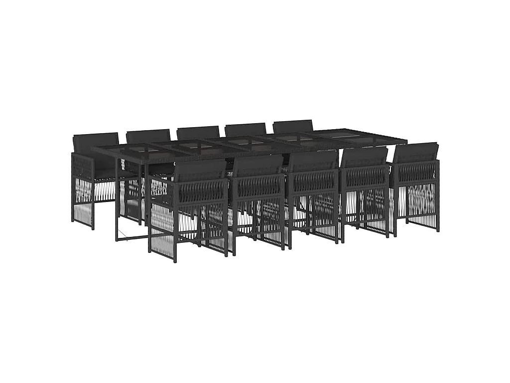 Set da Pranzo da Giardino 11 pz con Cuscini in Polyrattan Nero