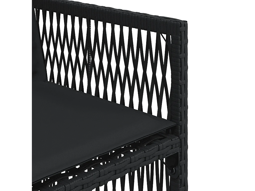 Set da Pranzo da Giardino 11 pz con Cuscini in Polyrattan Nero