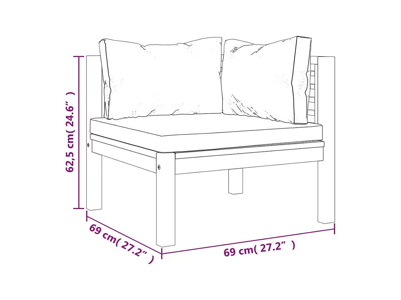 Salon de jardin 7 pcs avec coussin crème Bois d'acacia solide