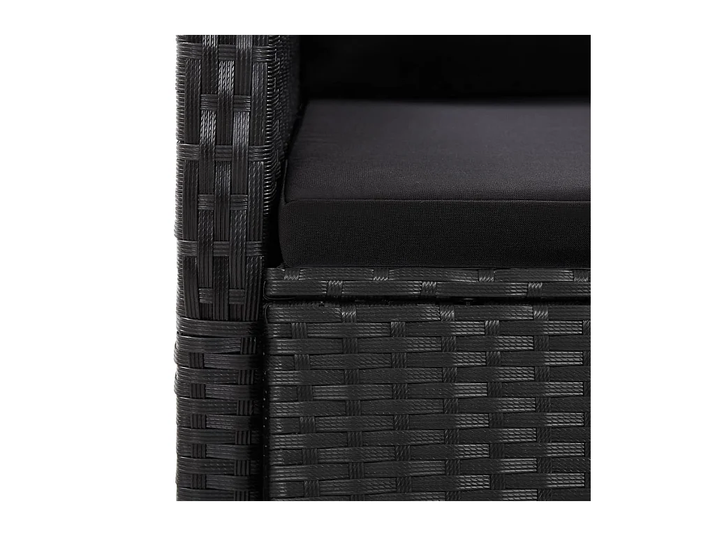 Ensemble à manger de jardin coussins 7 pcs noir résine tressée