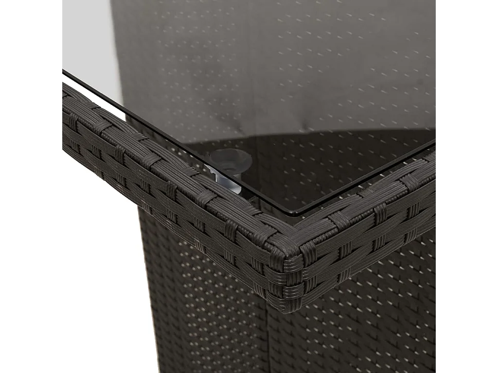 7 pcs conjunto de jantar p/ jardim c/ almofadões vime PE preto