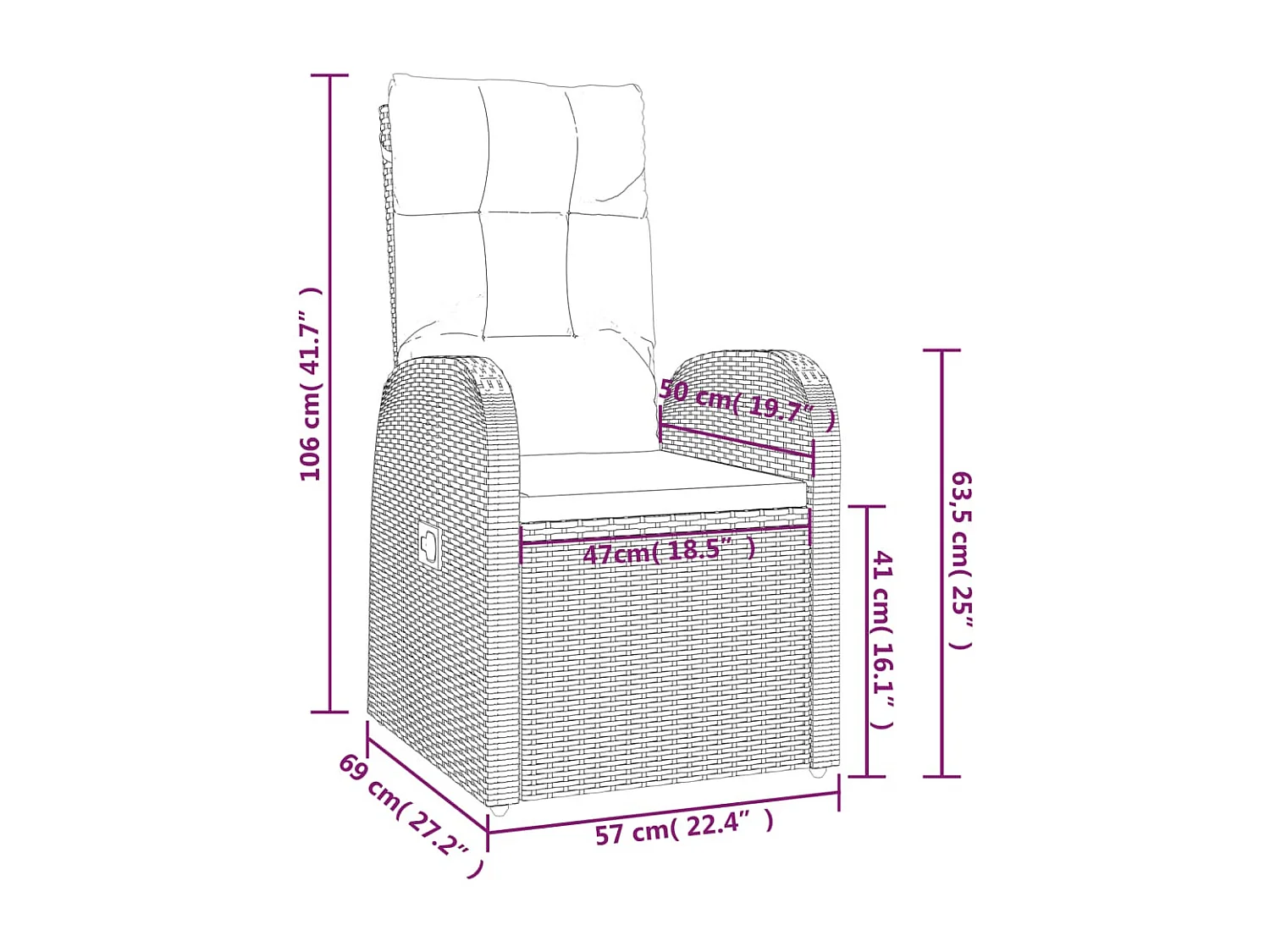 Set da Pranzo da Giardino 7 pz Nero con Cuscini in Polyrattan