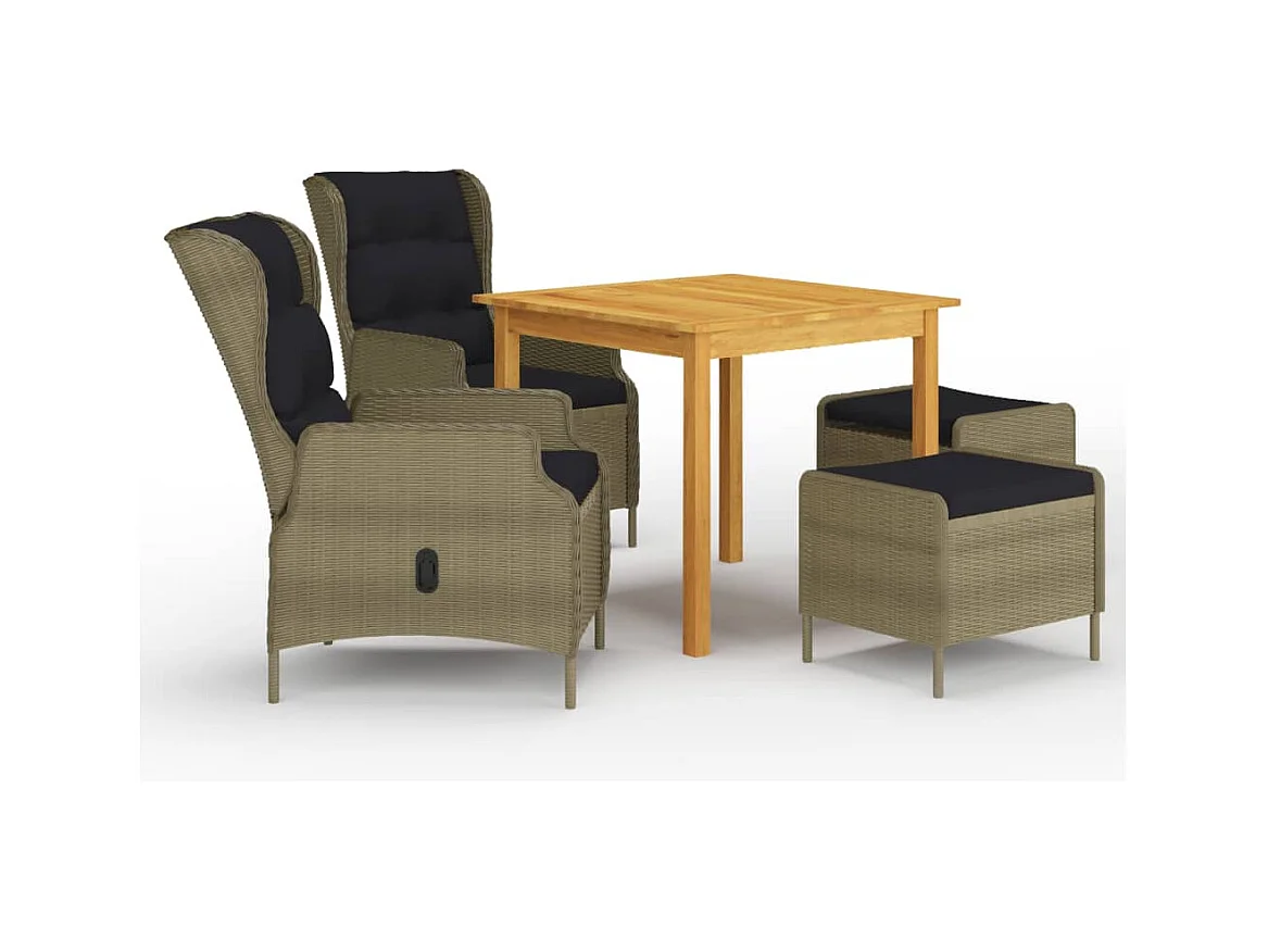 Ensemble à manger de jardin 5 pcs Marron