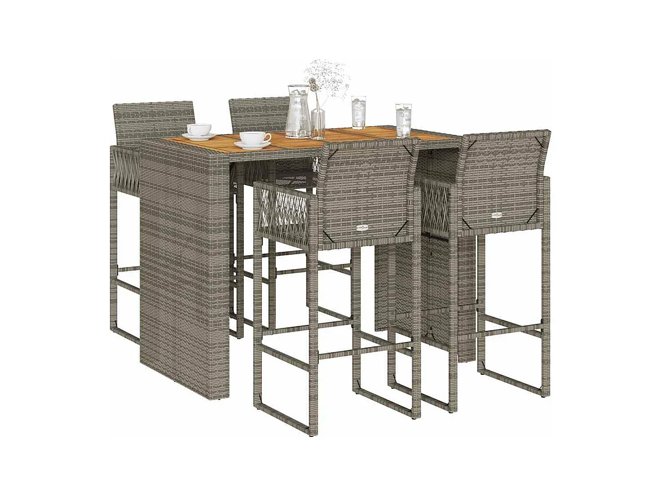 Ensemble de bar de jardin 5 pcs sans coussins gris poly rotin
