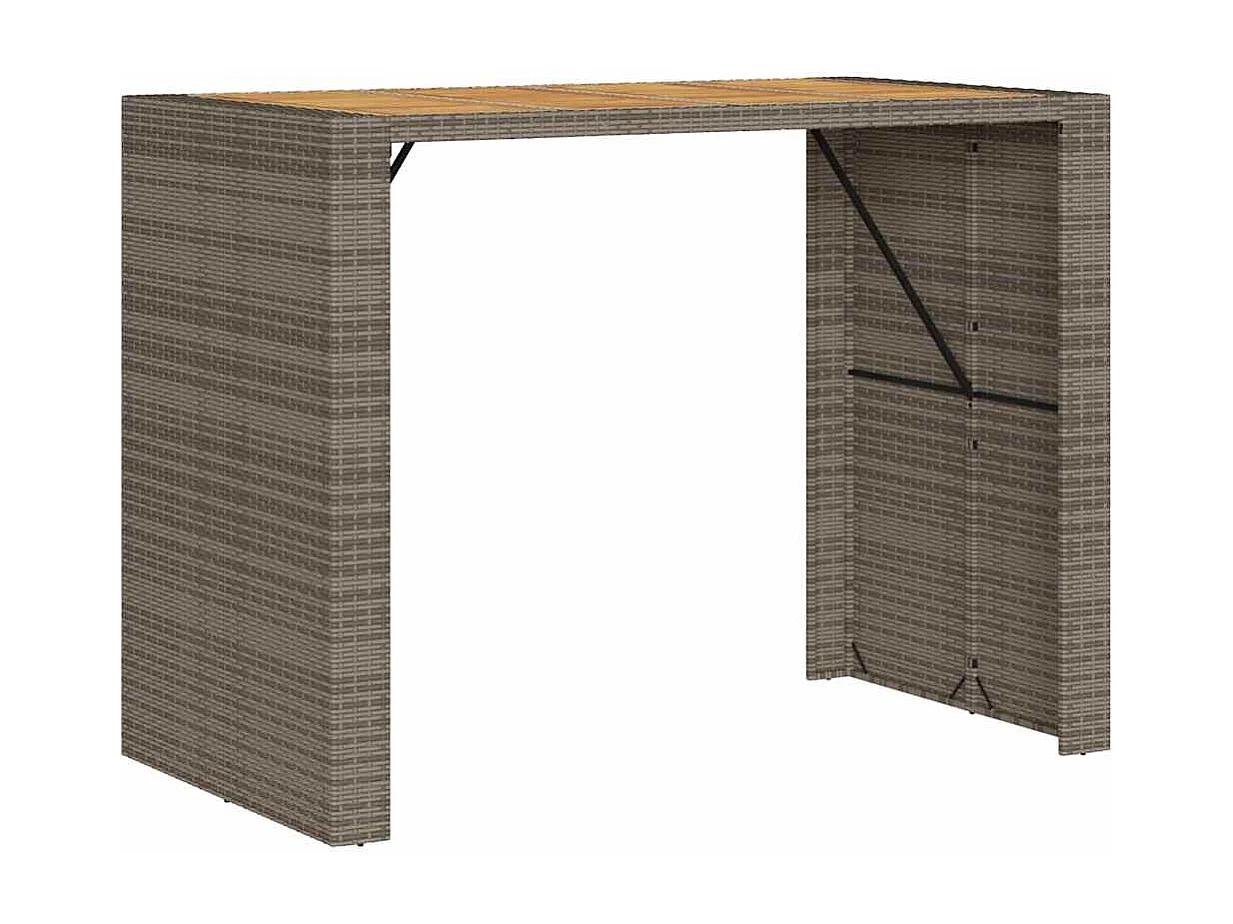 Set Bar da Giardino 5pz senza Cuscini Nero in Polyrattan Acacia