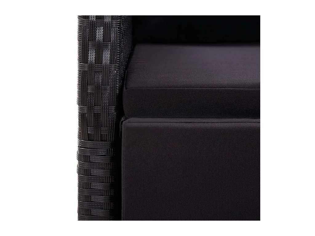 Ensemble à manger de jardin coussins 7 pcs noir résine tressée