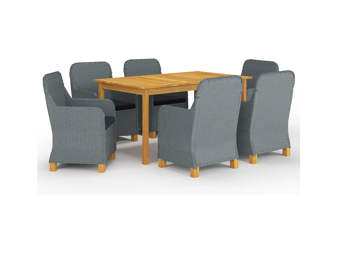 Ensemble à manger de jardin 7 pcs Gris clair