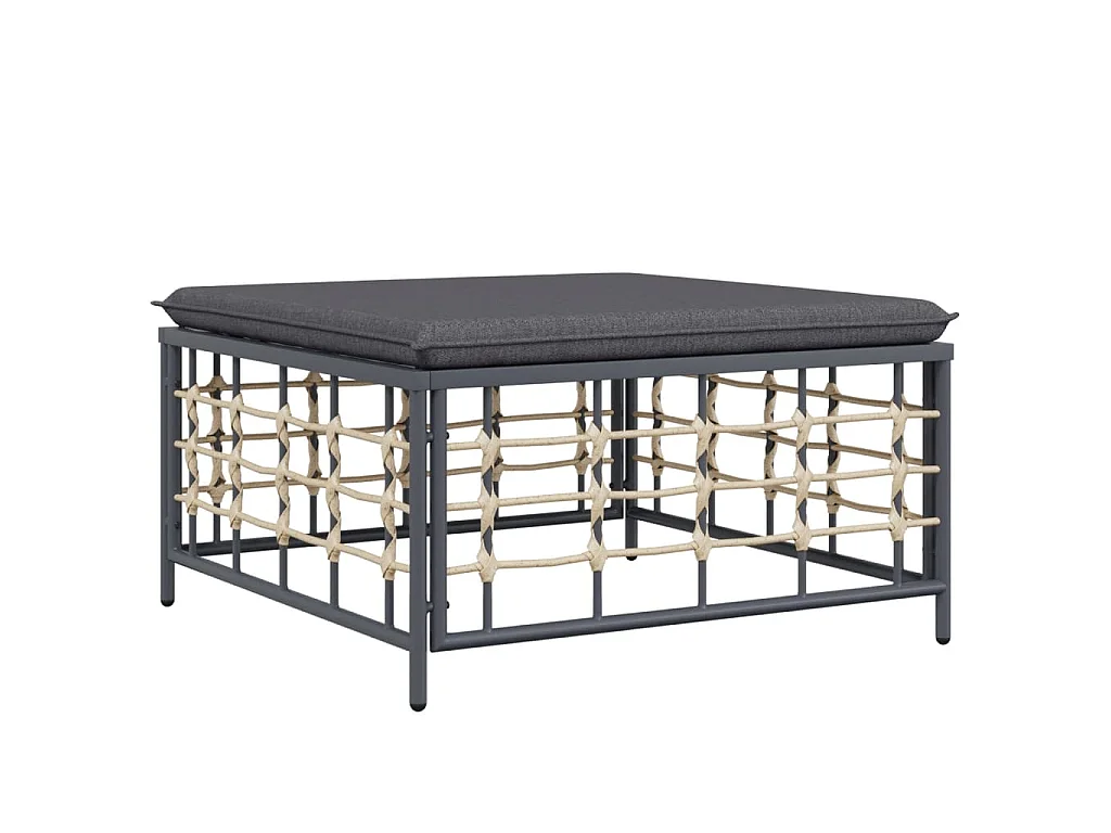 5-delige Loungeset met kussens poly rattan antracietkleurig