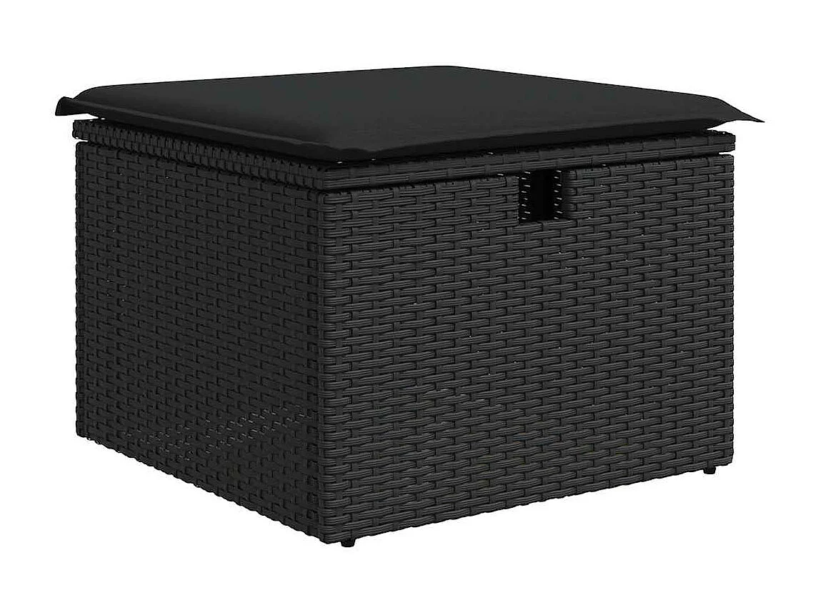 7-tlg. Garten-Sofagarnitur mit Kissen Schwarz Poly Rattan