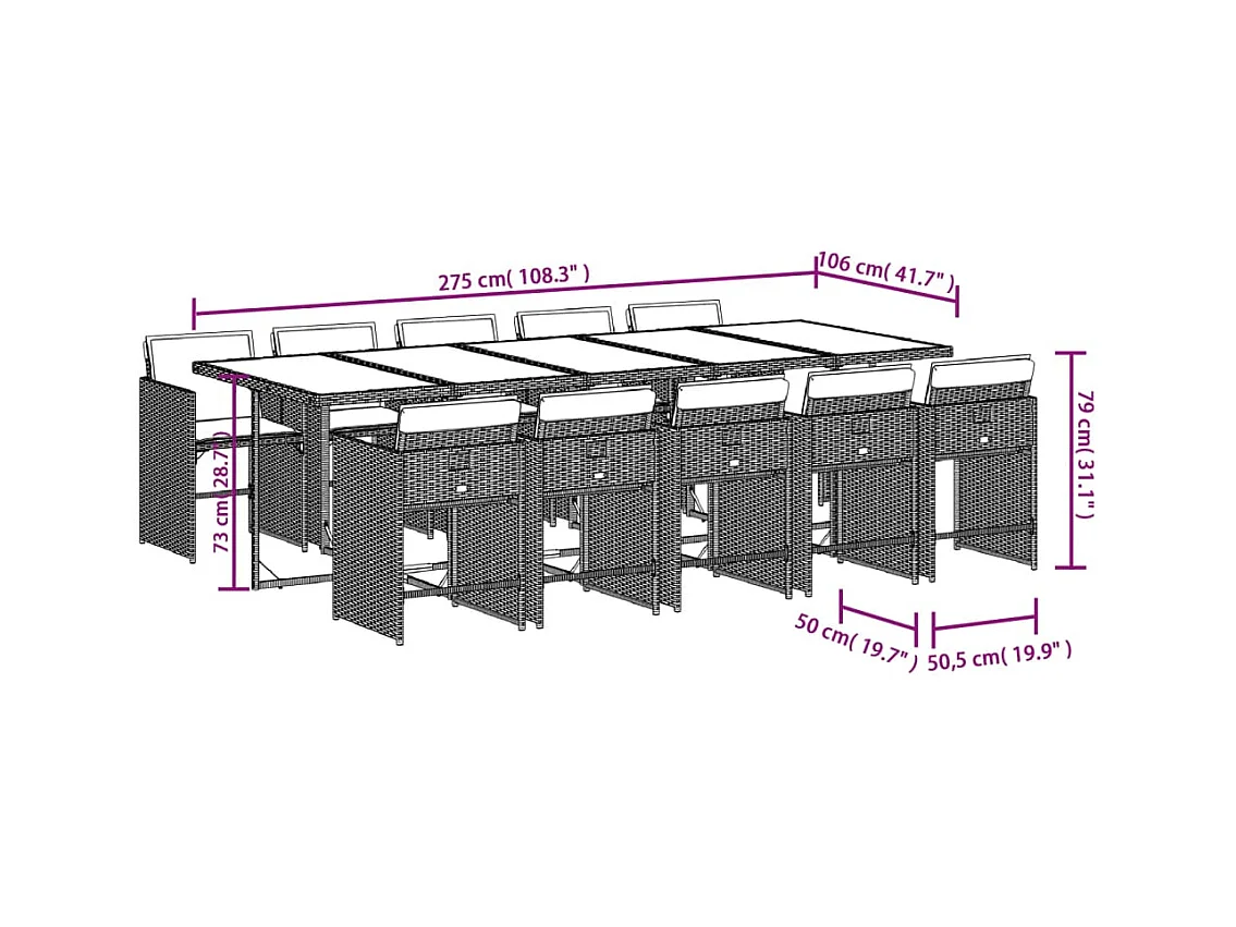 11-tlg. Garten-Essgruppe mit Kissen Beigemischung Poly Rattan