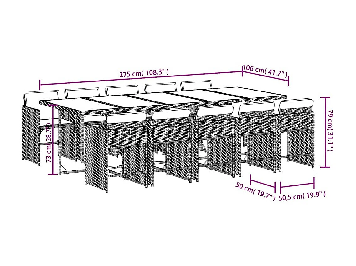 Ensemble à manger de jardin et coussins 11 pcs mélange beige