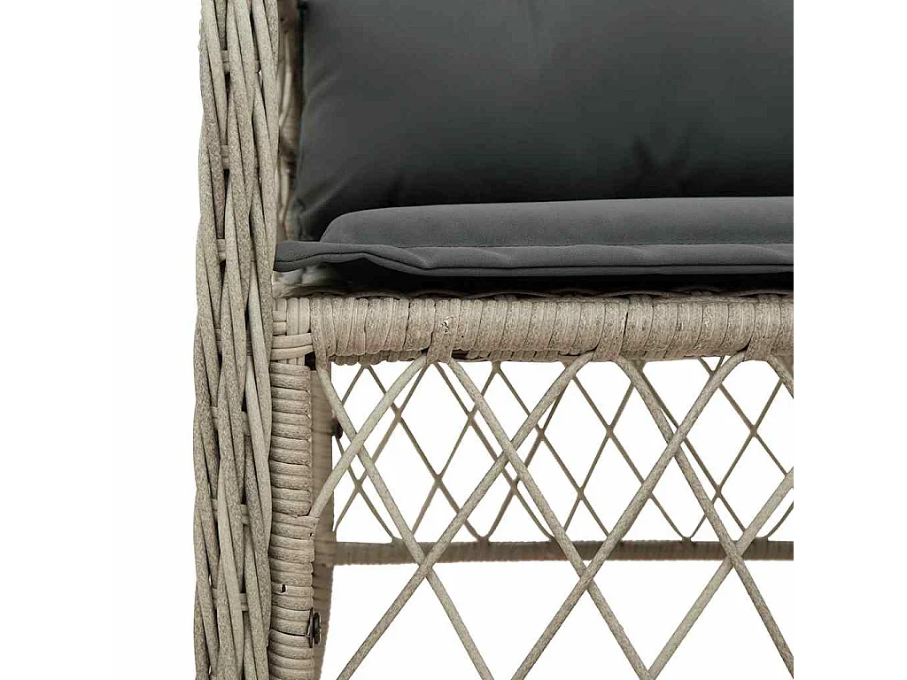 Ensemble à manger de jardin et coussins 9 pcs gris clair rotin