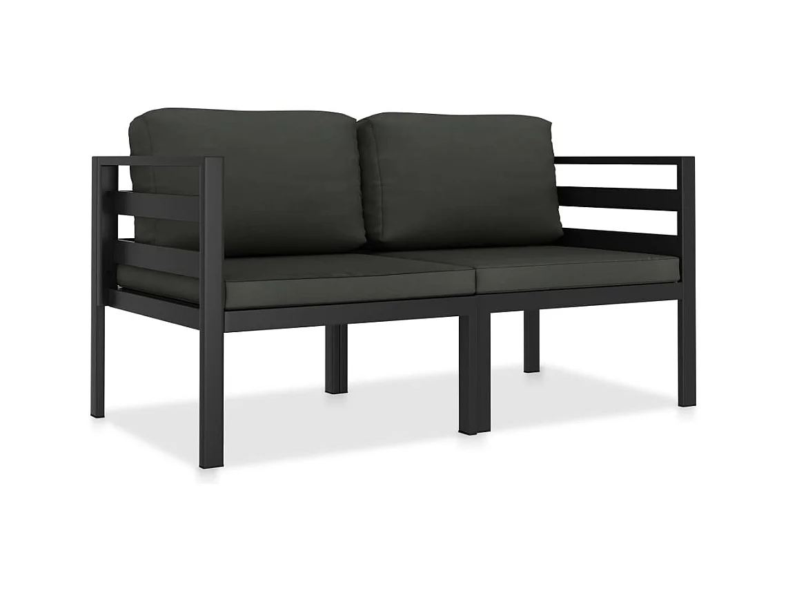 Set Divani da Giardino 2 pz con Cuscini in Alluminio Antracite