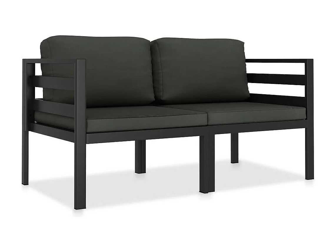 Salon de jardin 2 pcs avec coussins Aluminium Anthracite