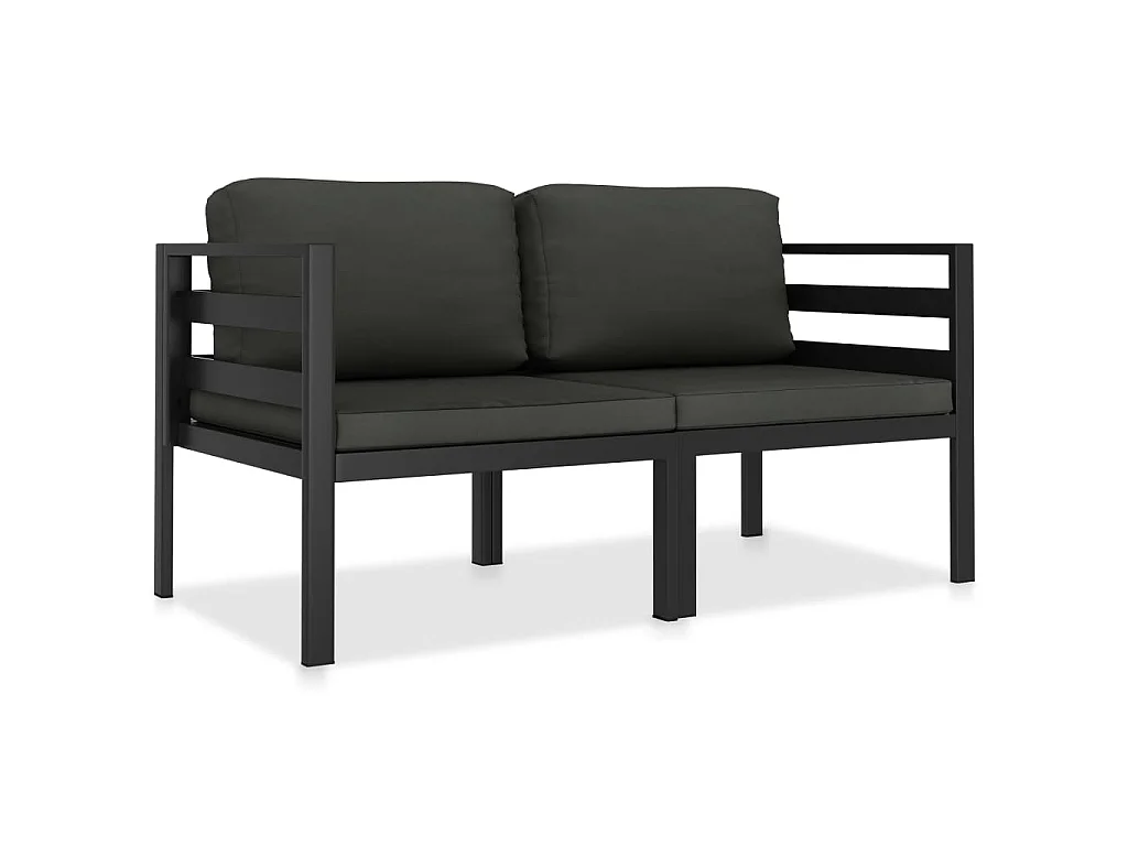 Set Divani da Giardino 2 pz con Cuscini in Alluminio Antracite