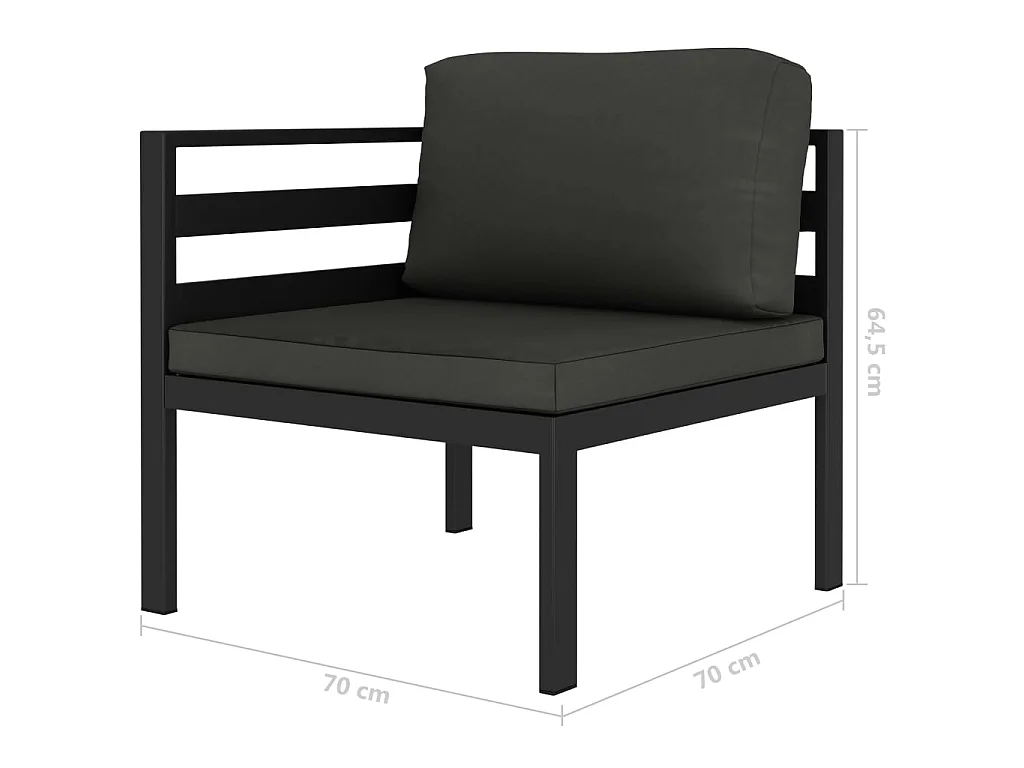 Set Divani da Giardino 2 pz con Cuscini in Alluminio Antracite